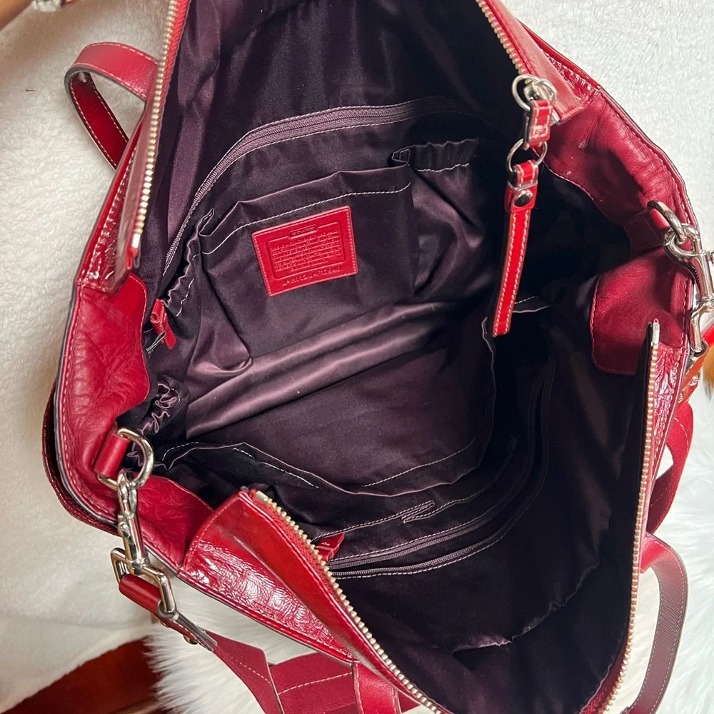 Coach Glossy Red diaper Baby Bag